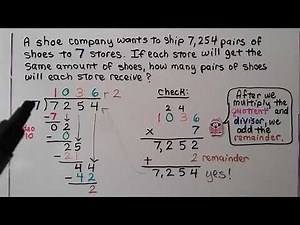 4th Grade Math 4.11, Divide by 1 Digit Numbers Check With Multiplication