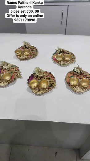 2.4K views · 43 reactions | Ranes Paithani Kunku Karanda 5 pes set 500.00 Offer is only on online Free shipping for all over Maharashtra Mob no. 9321179898 #paithanipurses #makarsankrantispecial #khunproduct #warlipurses #paithanicollection #reelsfb #khunpurse #paithanijacket #brocadepurse #paithanisilk | Ranes Paithani Sarees Manufacturers | Facebook