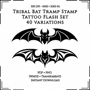 Tribal Bat Tramp Stamp Tattoo Flash Set (40 Designs) - Etsy UK