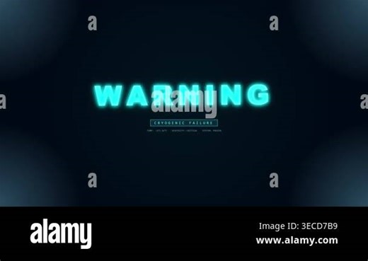 Digital warning notification with cryogenic failure alert, glowing blue sci-fi interface error message Stock Video Footage - Alamy