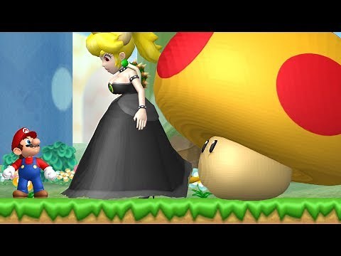 New Super Mario Bros. Wii - Bowsette & Mega Mushroom Fight in the first Level