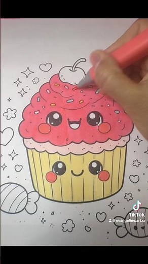 Cute Kawaii Cupcake Coloring Page🧁| Easy Coloring for Kids & Beginners #coloringbook #fyp #drawing