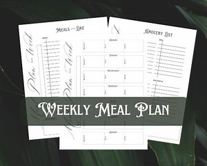 Printable Meal Planner With Grocery List & Week-at-a-glance - Organize Meals, Shopping, and Notes - Meal Plan for Breakfast, Lunch, Dinner - Etsy