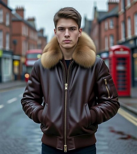 Men's Brown Leather Bomber Jacket With Fur Collar -handmade B3 Flight Jacket Style Genuine Leather Winter Aviator - Premium Warm Padded Coat - Etsy