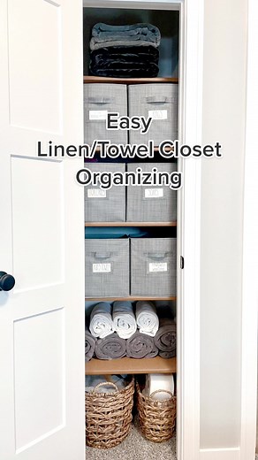Easiest Linen & Towel Closet Organization with Personalized Cubes & Baskets