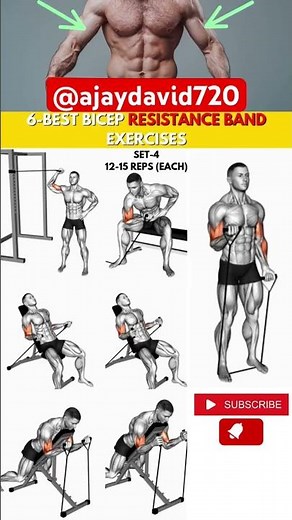 Biceps workout with resistance band at home