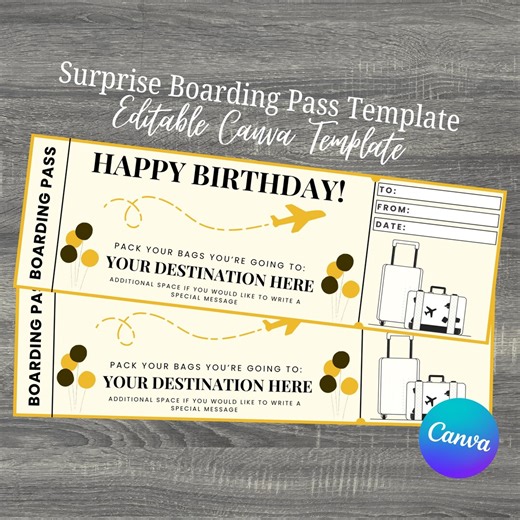 Custom Boarding Pass Ticket Personalised Travel Reveal Gift, Vacation Surprise Flight Ticket Digital Printable - Etsy
