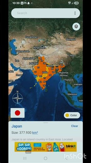 India 🇮🇳 vs Japan size comparison #India #Japan #sizecomparison
