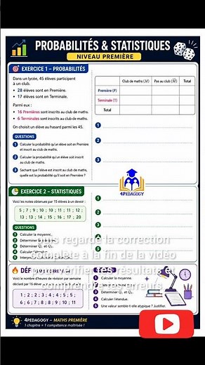 Probabilités & Statistiques : l'exercice qui peut tomber à l'examen ! #bac2026 #maths #terminale