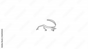Animation of single one line drawing of funny beetle for company logo. Insect pest controller mascot concept for pest control service icon. Continuous line self draw animated. Full length motion.
