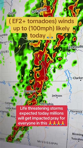 Today is a very big day of severe weather extreme winds up to possibly 80/100 mph are expected this is a life threatening risk millions are impacted #tornado #severeweather #storm #risk #fyp