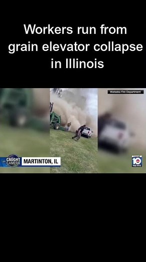 Workers run from grain elevator collapse in Illinois
