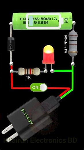 🔋 1.2V AA Battery charger circuit diagram #short