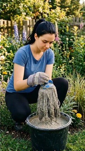 #DIY Old Mop + Concrete = Giant Garden Sunflowers 🌻#gardendecor