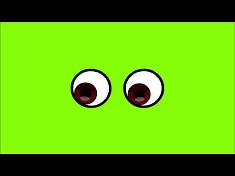 Ojos animados sobre fondo verde