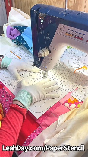 https://leahday.com/Stencil Having a line to quilt along makes free motion quilting faster and easier! #quiltingstencil #quiltingwithstencils #paperstencils #leahdayquilting #quilting #quiltingfun #homemachinequilting #homesewingmachinequilting #longarmquilting #domesticmachinequilting #freemotionquilting #freemotionstitching #leahdayquilting #quiltingfriends #gracecompanyquilting #gracecompany #freemotionquiltingbeginner #alwayslearning #quiltingtutorial #quiltinglove #leahday | Leah Day Quilti