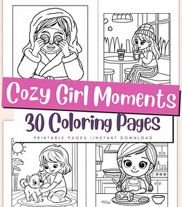 Cozy Girl Coloring Pages for Kids – Sweaters, Blankets & Comfy Outfits Printable PDF Activity Sheets - Etsy
