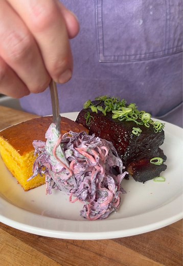 No BBQ BBQ Plate: Slow-Cooked Short Ribs, Cornbread & Slaw