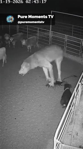 A Night Vision Camera Reveals a Trapped Animal Inside a Cattle Enclosure