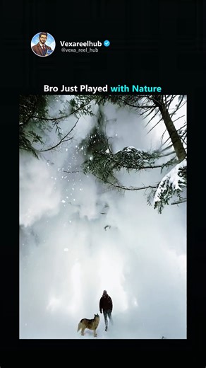 @vexa_reel_hub on Instagram: "The video shows a man casually kicking a snow-covered tree, triggering a sudden cascade of snow that rains down in one dramatic moment, instantly transforming a quiet winter scene into something playful and cinematic. Situational analysis explains the appeal through cause-and-effect surprise: a single, simple action leads to an exaggerated visual payoff. The contrast between the calm posture and the explosive snowfall creates a satisfying visual rhythm, similar to m