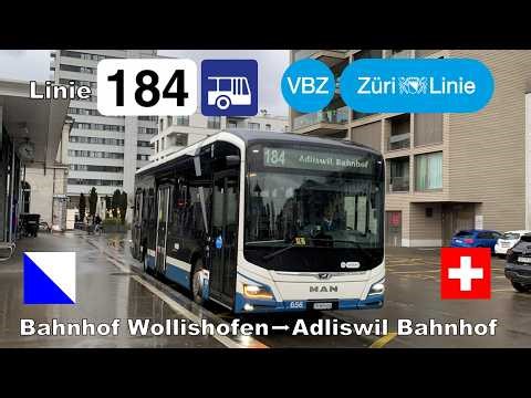 🇨🇭 VBZ Buslinie 184 | Cab Ride von Bahnhof Wollishofen nach Adliswil Bahnhof [4K]