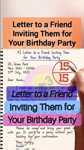 🔴 Letter to a Friend Inviting Them for Your Birthday Party | Easy Letter Writing in English