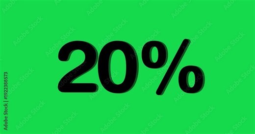 20% percent discount label symbol animation on green screen background. 20 percent sign discount and sale concept