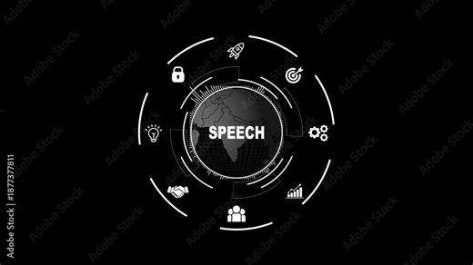 AI Speech Recognition Circular HUD Animation Representing Voice Control and Audio Intelligence