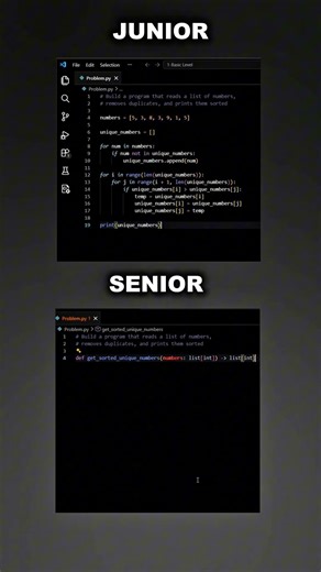 Junior vs Senior Developer Code 🤯 #shorts