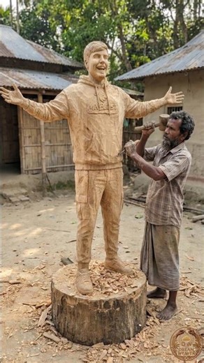The Spirit of Giving! Incredible MrBeast Wood Carving Masterpiece 🪵✨ #mrbeast #beast #wickerbeast