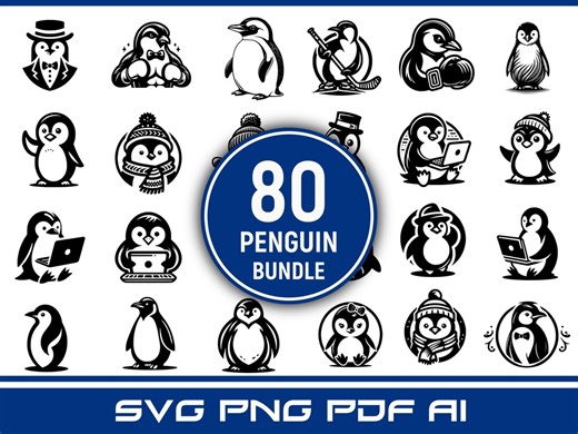 Vector Penguin Clipart Bundle SVG PNG PDF for T Shirt Logo Design - Etsy Australia
