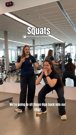 This week's #workoutoftheweek: squats! A very popular and effective lower body exercise that can be modified in so many ways to meet your fitness goals! #MondayMotivation | Lancer Rec