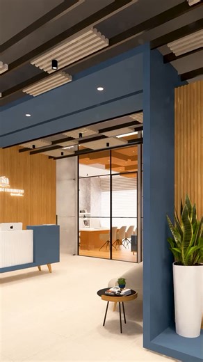 th¿nkspace architects on Instagram: "A workspace designed to inspire confidence, creativity, and collaboration. With a balance of modern minimalism, warm earthy tones, and natural light, this office interior creates a professional yet inviting environment. From the sleek reception and cozy lounge to the vibrant conference room, every corner is crafted to reflect functionality with elegance. Touches of greenery, textured finishes, and bold ceiling details bring life and character into the space. 