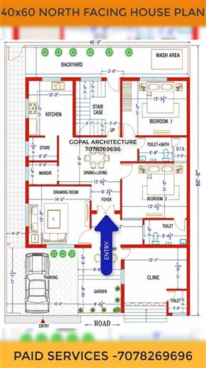 40x60 NORTH FACING HOUSE PLAN