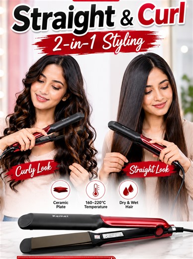 Kemei KM-531 Ceramic Flat Iron – Salon-Smooth Hair Fast