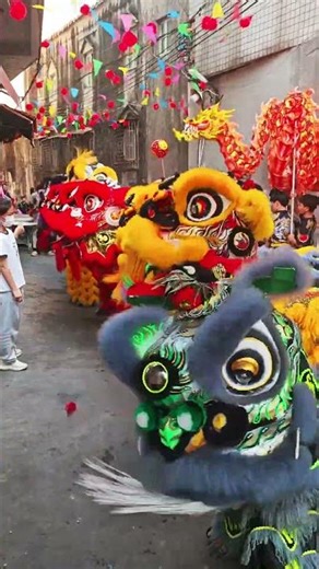 Vibrant Chaoshan Lion Dance | Full of Festive Vibes热闹潮汕醒狮，红红火火氛围感拉满 #trendingshorts #非物质文化遗产 #非遗文化传承