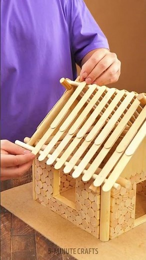 Mini wooden house for squirrels or birds