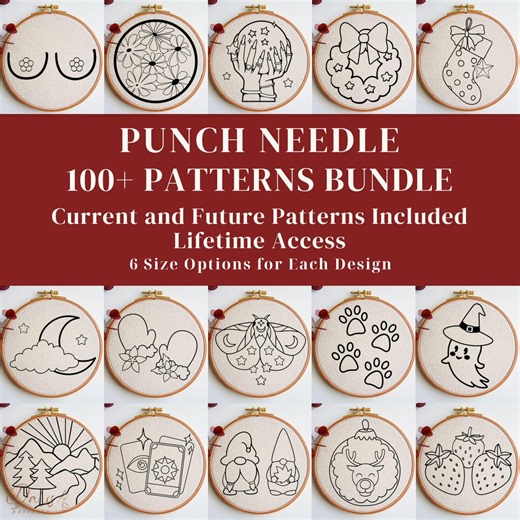 Punch Needle PDF Pattern Bundle, Handmade Coaster Punch Needle Templates, Digital Needlework Designs for Mug Rug, DIY Cottagecore Craft - Etsy