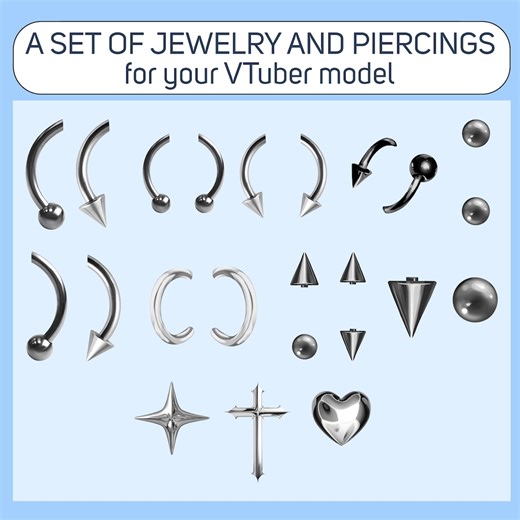 Set of 17 Customizable Accessories for Vtube Studio – Piercings, Clips & Charms - Etsy UK