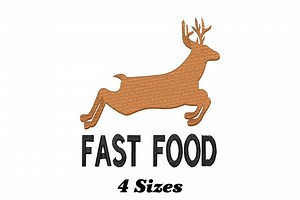 Fast food Deer Embroidery Design, Fast food Deer Machine Embroidery Design for Men, Women, and Girls