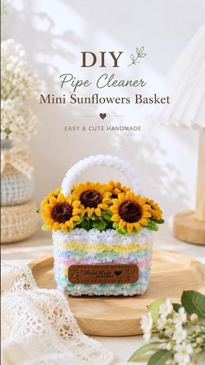 DIY Pipe Cleaner Mini Sunflowers Basket 🌻 Easy Handmade Craft #shorts #craftycorner