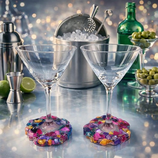 Colorful Resin Base Martini Glass Set – Unique Handmade Cocktail Glasses – Luxury Barware Gift – Bridal Shower, Housewarming Decor - Etsy