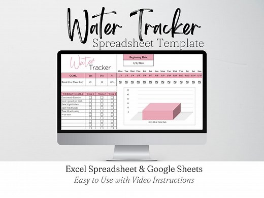 Water Tracker Template Excel Spreadsheet, Water Tracking Google Sheets, Water Template, Daily Water Intake Tracker Monthly Hydration Tracker - Etsy