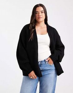ASOS DESIGN Curve chunky oversized edge-to-edge cardigan in black | ASOS