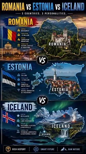 Romania vs Estonia vs Iceland | Map Comparison 2026 | Population, Area & Geography