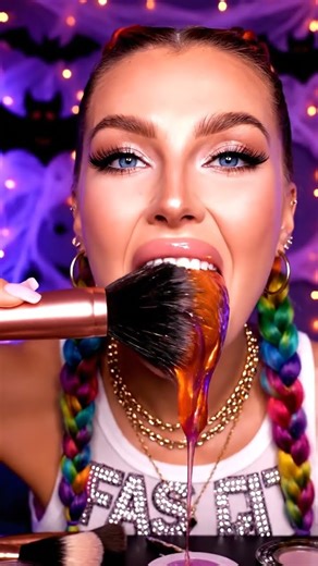 I ate my Make Up Brush!💄 #asmr #asmrshorts #asmreating #foodasmr #satisfying #visualasmr #mukbang