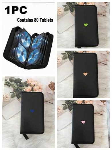 1PC 80pcs Portable Disc Storage Bag,CD/DVD Storage Organizer, Media Carrying Case,Blu Ray Disc Storage Bag Carry Case Holder Bag Leather Wallet Black Storage Ring Binder,CD Storage Car CD Bag Protective Cover Storage Bag,Large Capacity Hard Plastic DVD Case Portable Zipper Compact Disk Case / Holder Storage Disc For Car Home Travel | SHEIN