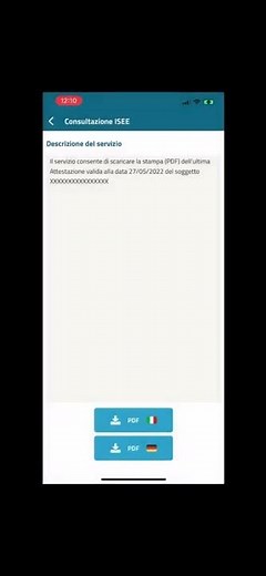 Consultazione ISEE - App INPS Mobile