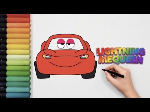 Easy Lightning McQueen Drawing Tutorial 🚗 | Step-by-Step with Colorful Markers