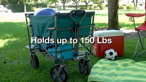 Watch Outdoor Garden Wagon with Handle Big Wheels Double Layer on Amazon Live